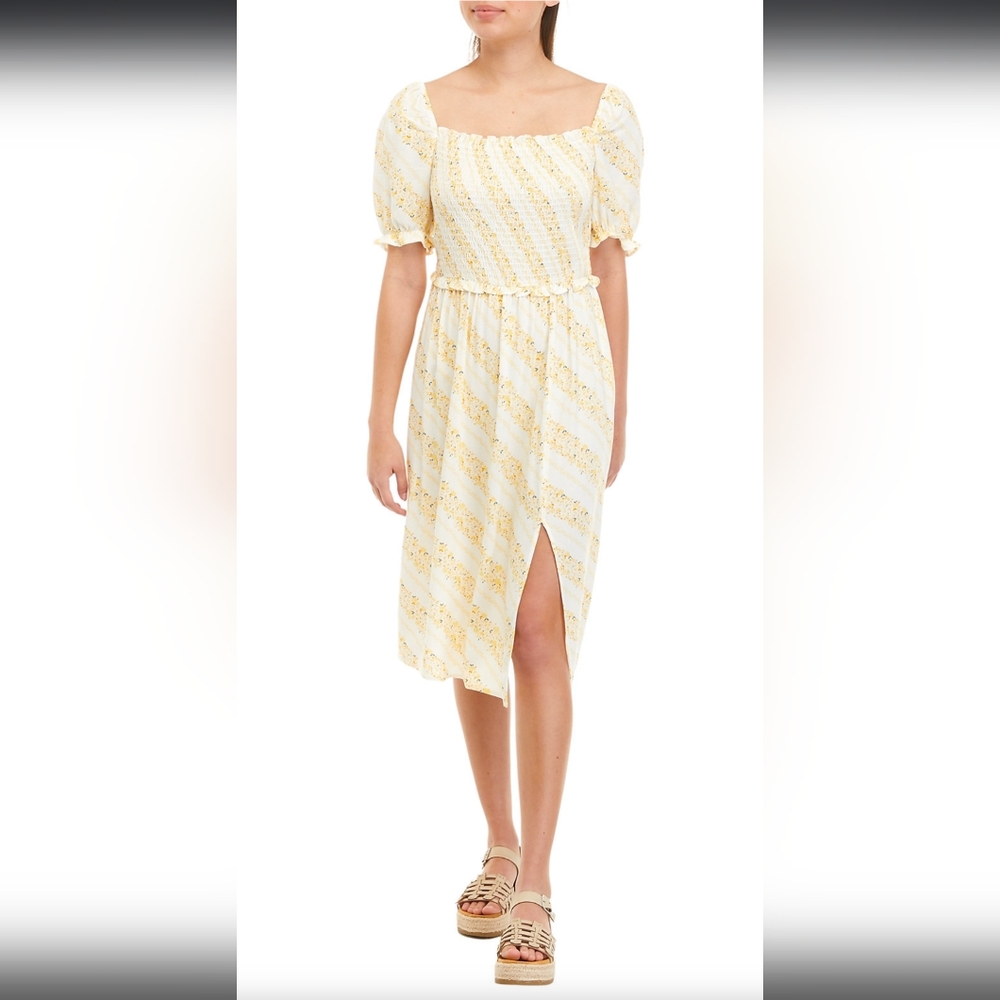 BeBop Puff Sleeve Striped Smock Dress